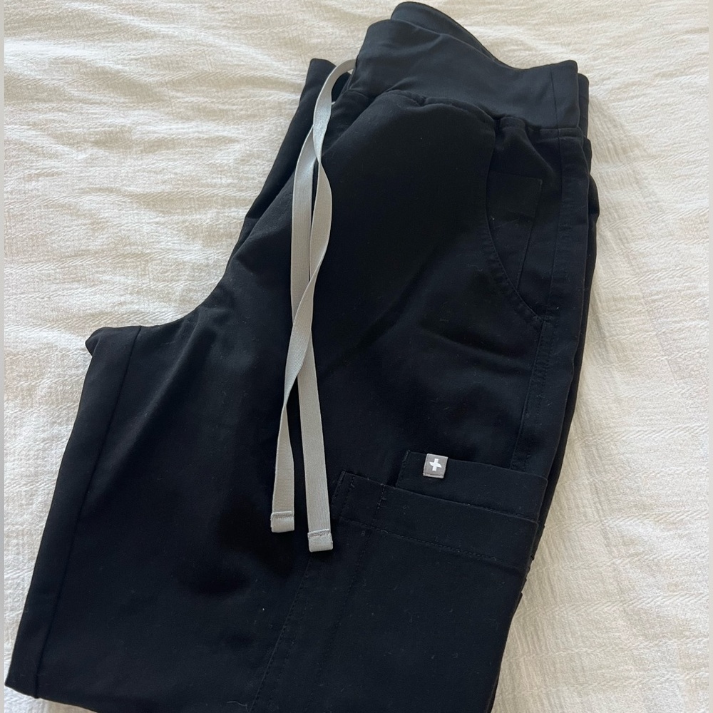 Figs black high waisted Yola skinny scrub pants